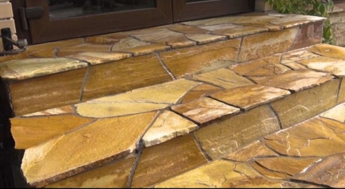 Плитняк златолит жёлтый золотистый для отмостки купить в Воронеже